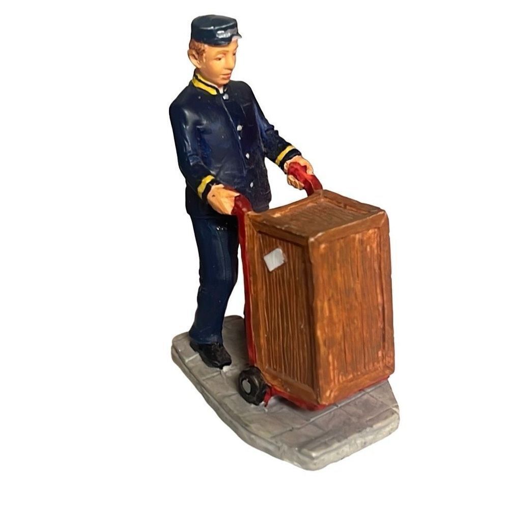 Lemax Retired 2001 Rail Worker Ceramic Mini Figurine Holiday Village Collectible